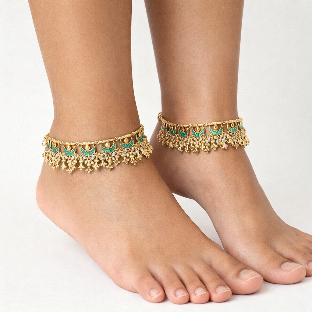Pachi Kundan Gold-Plated Anklets(Payal)-G754300