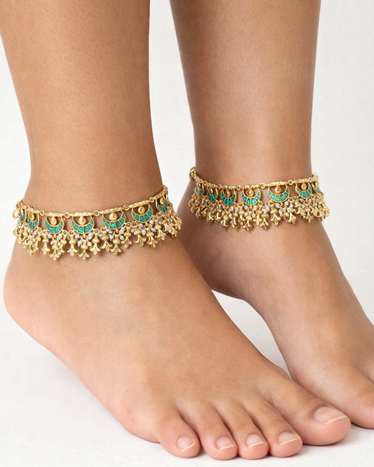 Pachi Kundan Gold-Plated Anklets(Payal)-G754300