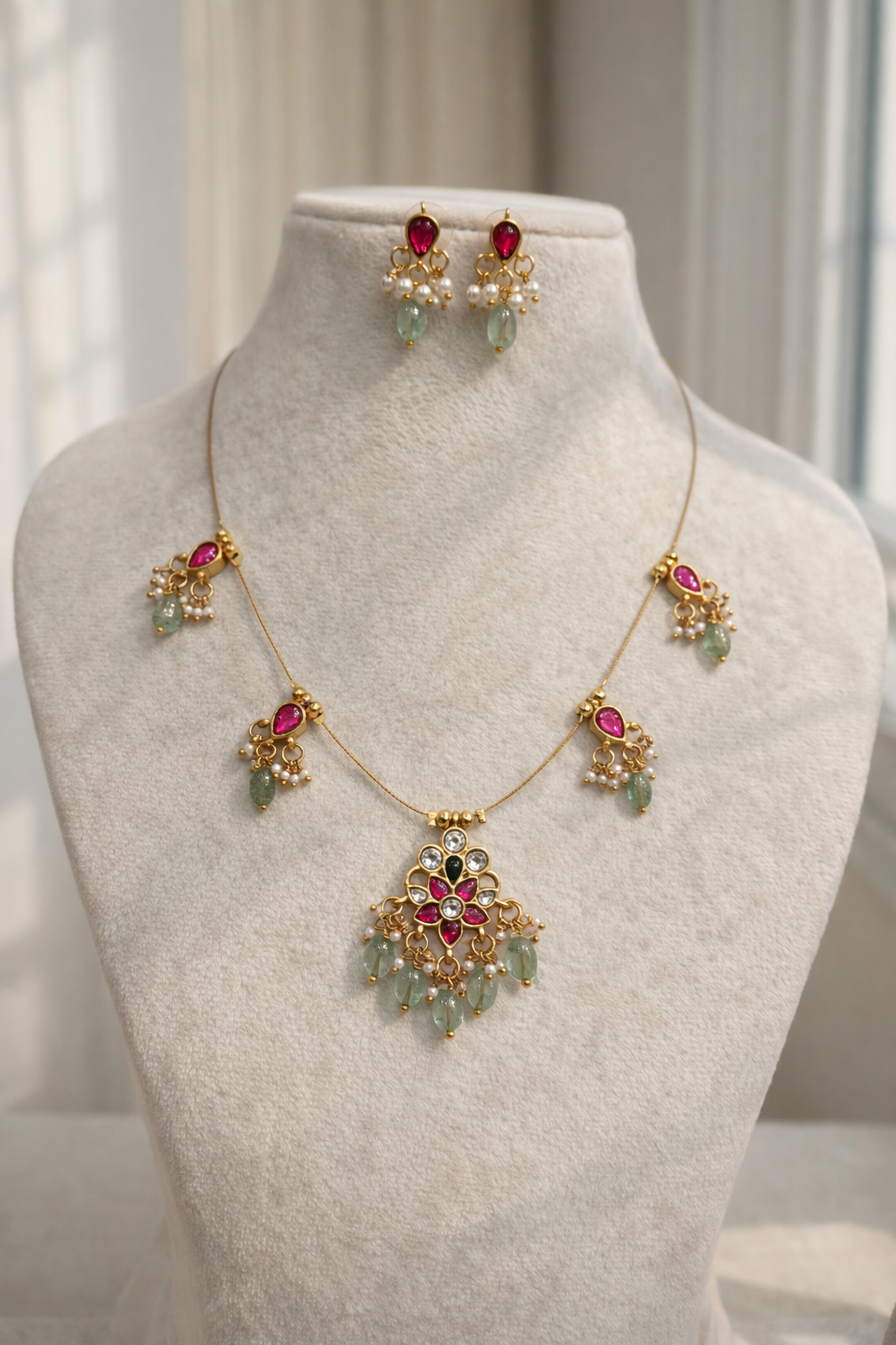 Elegant Multistone Pearl Drop Invisible