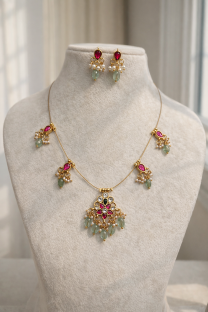 Elegant Multistone Pearl Drop Invisible