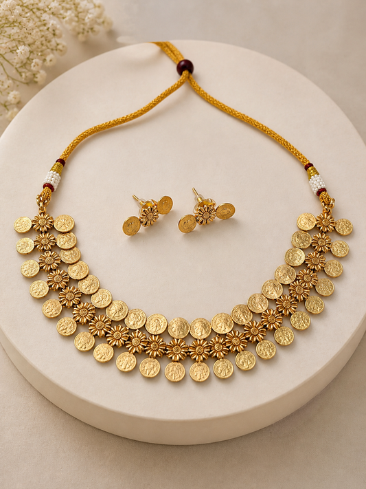 Lakshmi Coin Choker Necklace Set-G751100