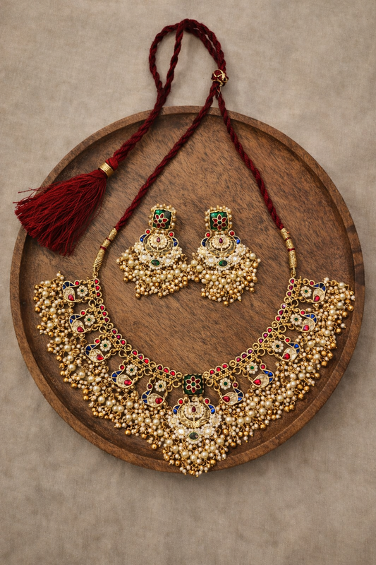 Heritage Kundan & Pearl Drop Necklace Set-G3516800