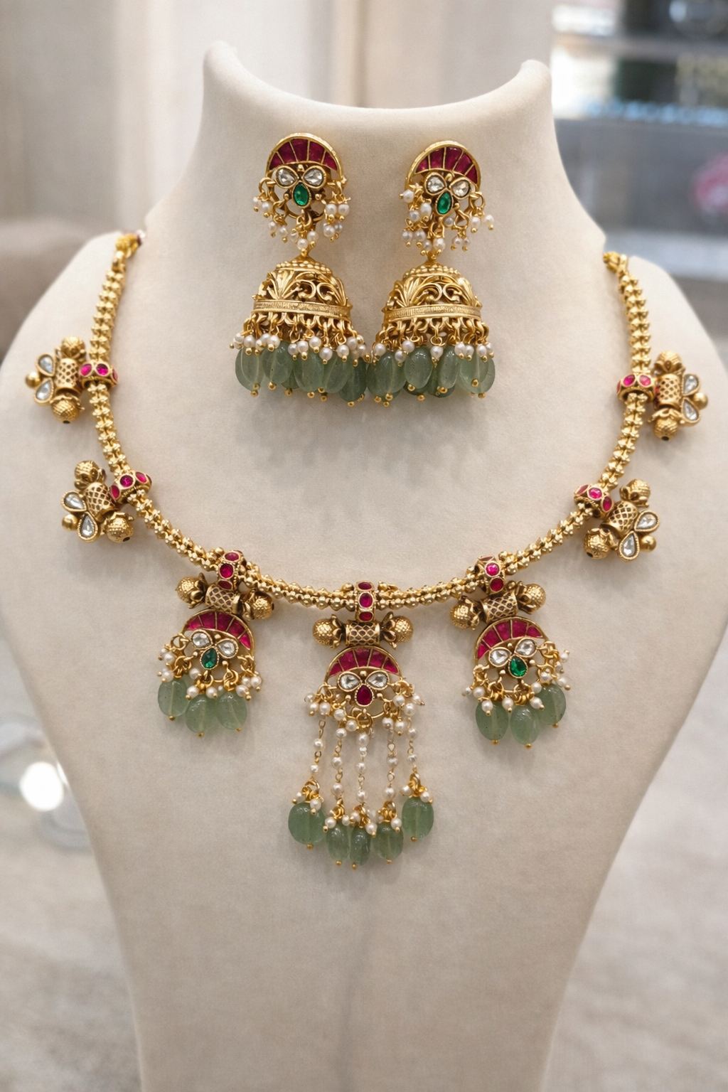 Jilebi Design Jadau Kundan Necklace Set