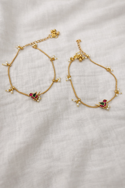Pachi Kundan Gold-Plated Anklet(Payal)-G75800