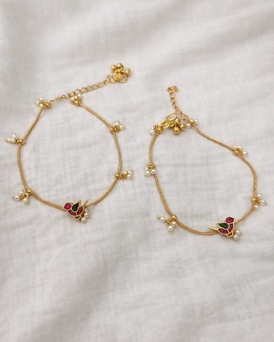 Pachi Kundan Gold-Plated Anklet(Payal)-G75800