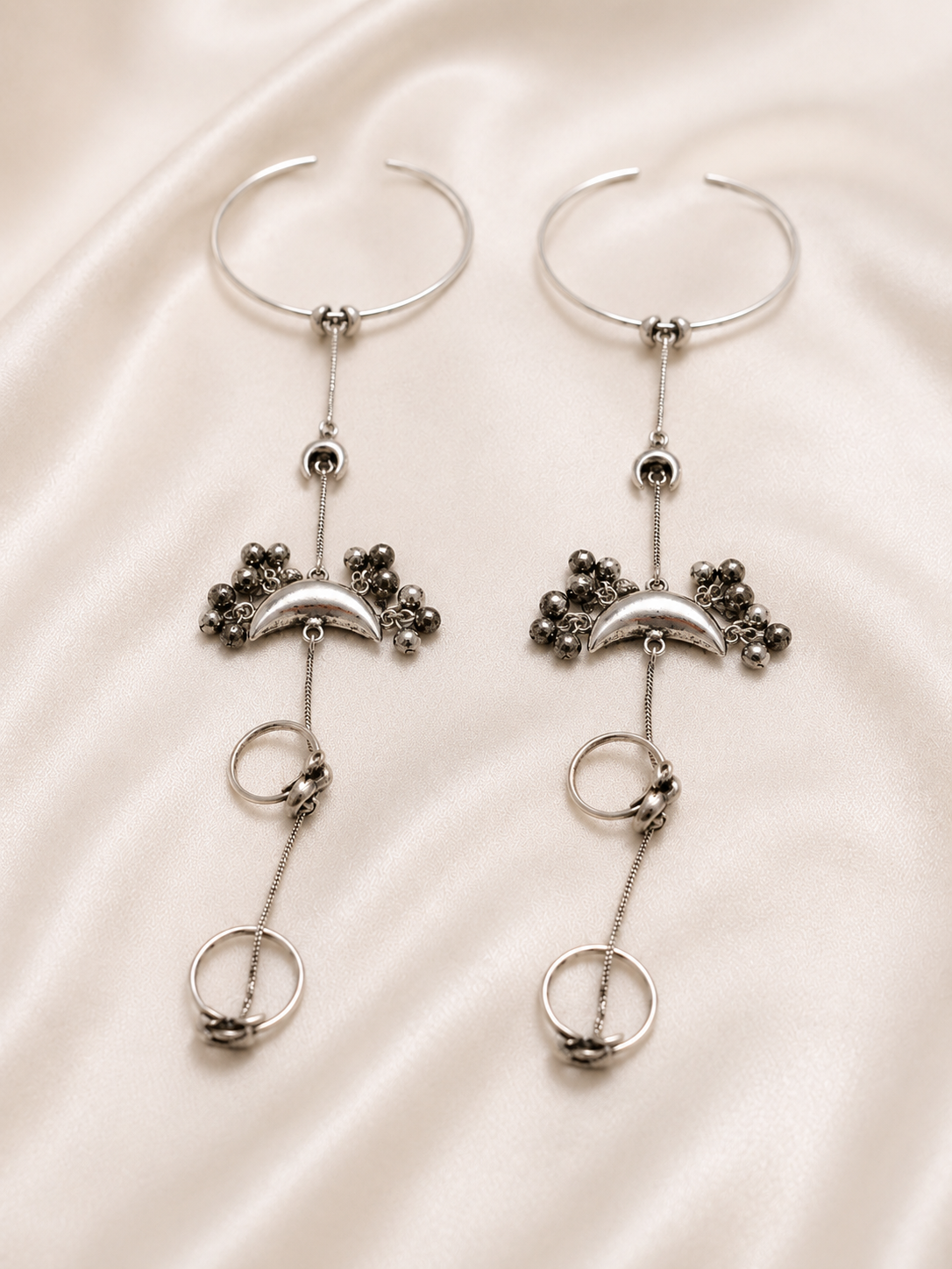 Oxidised Silver Moon Haathpool(Pair)-G111300