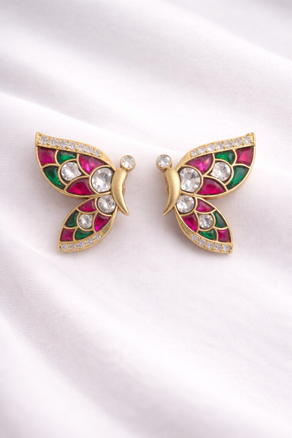 Butterfly Jadau Kundan Studs-G35900