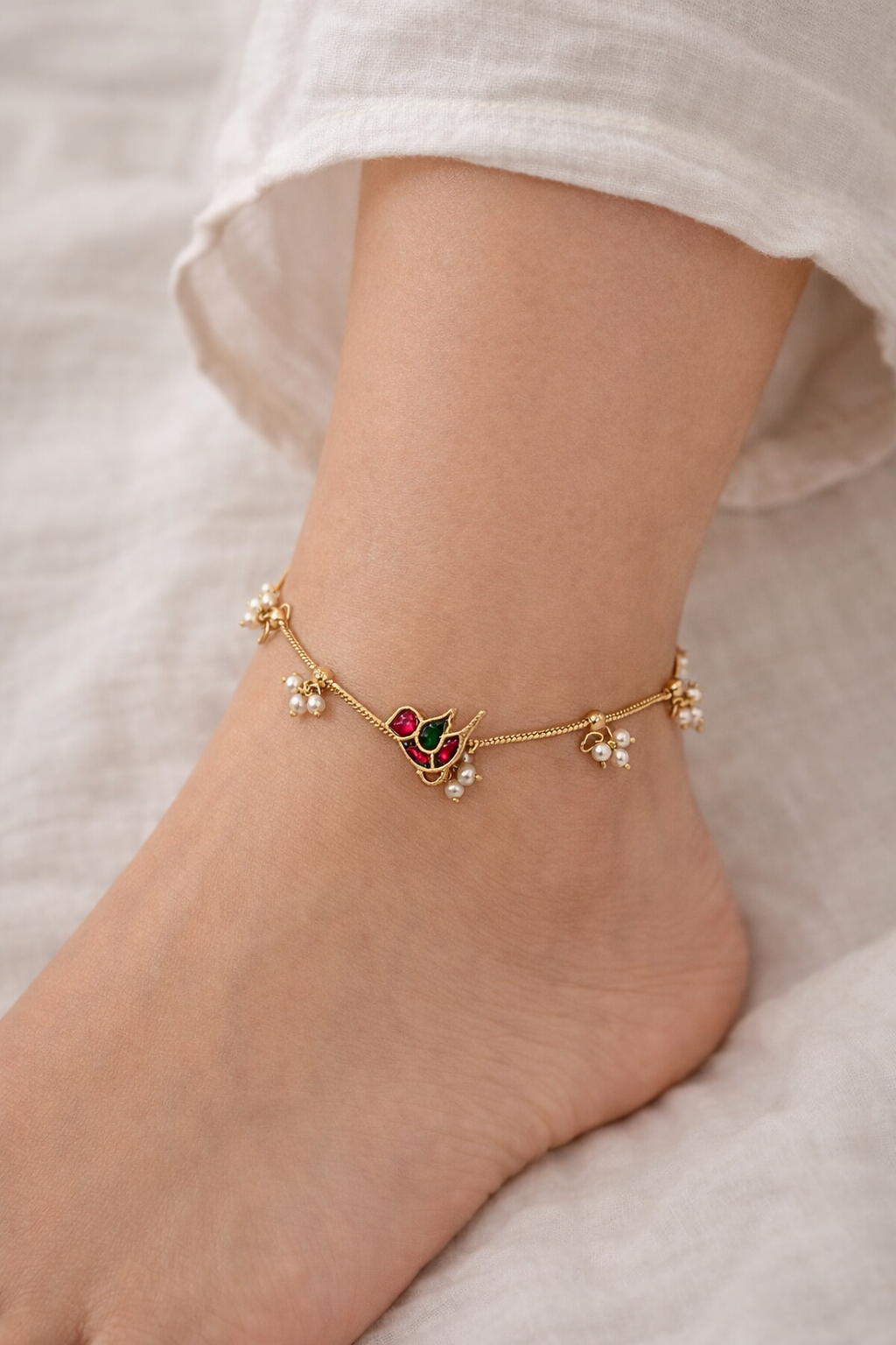 Pachi Kundan Gold-Plated Anklet(Payal)-G75800
