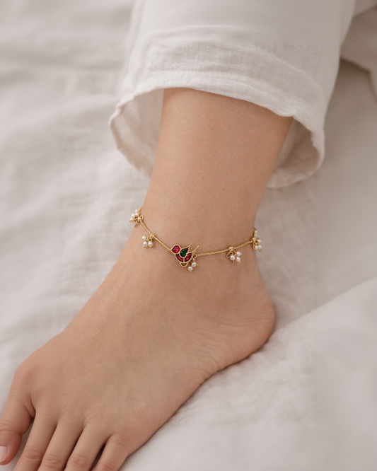 Pachi Kundan Gold-Plated Anklet(Payal)-G75800