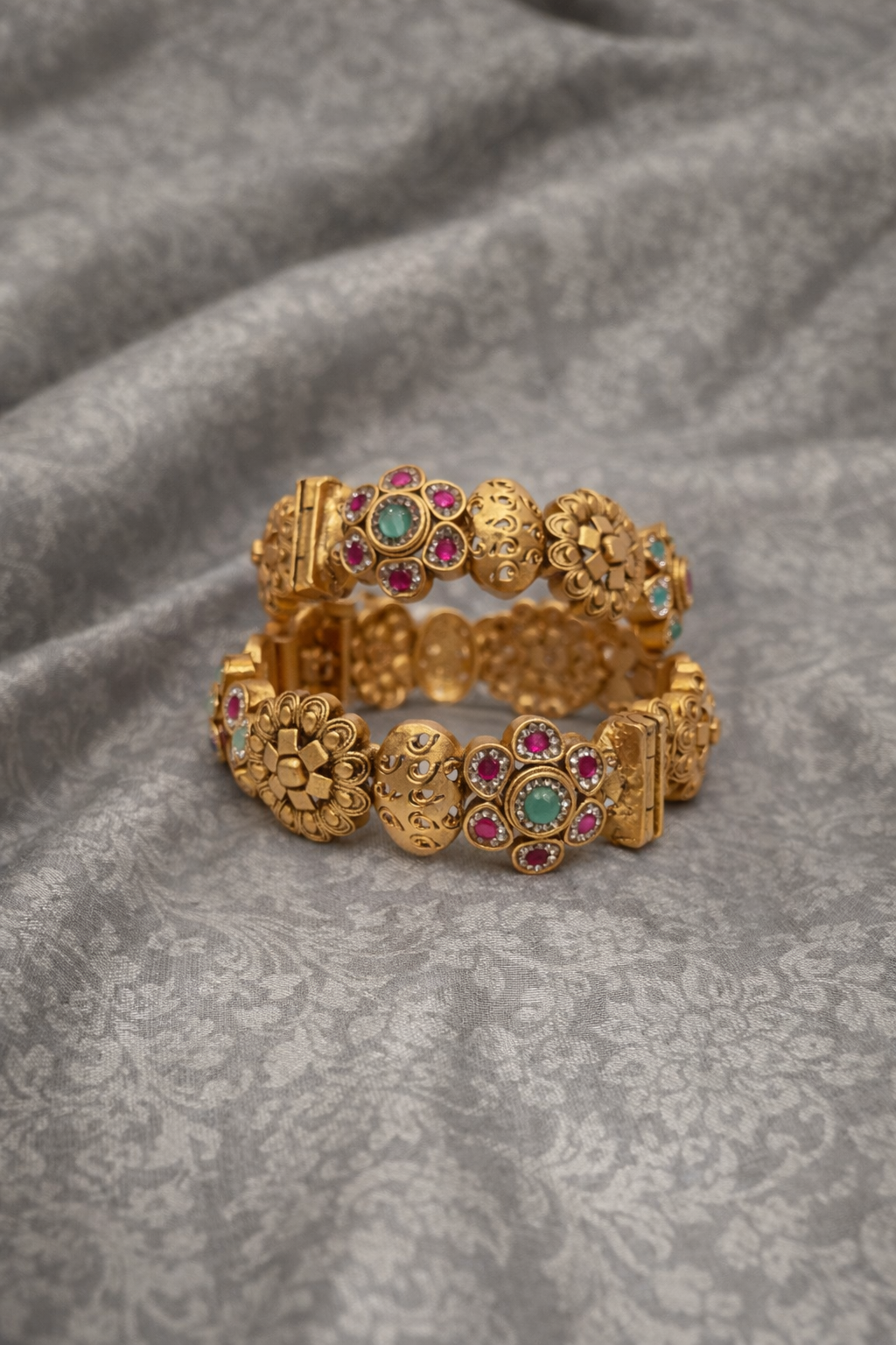 Gold Plated Heritage Bangle(Set of 2)