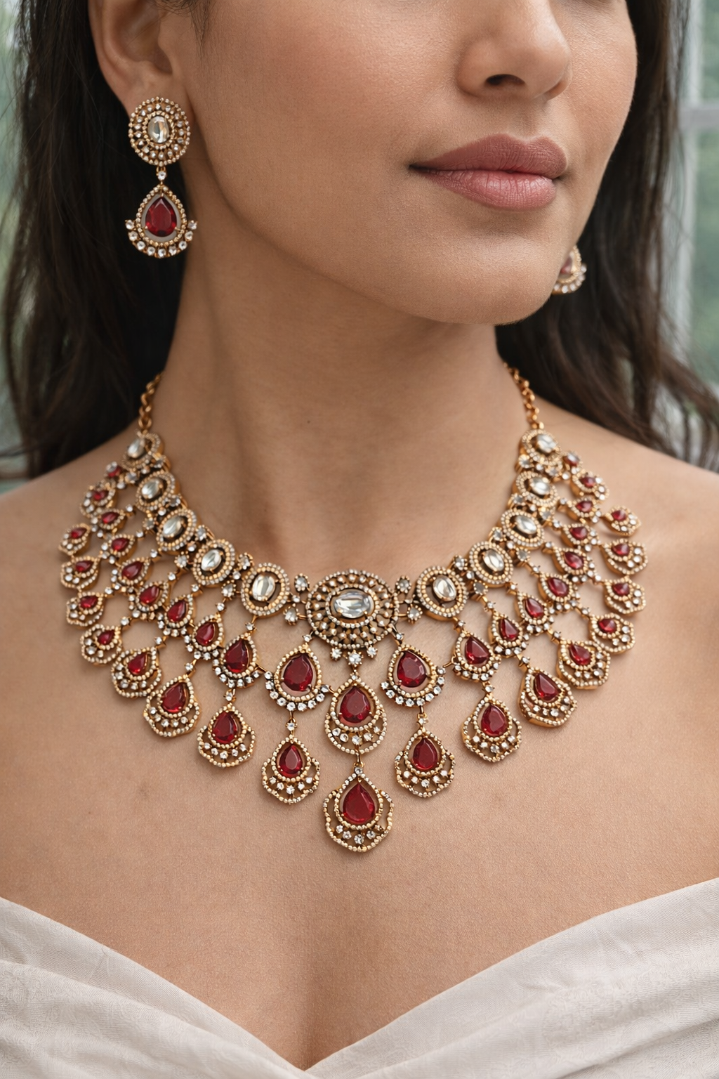 Rubnaa Bridal Diamond Necklace Set