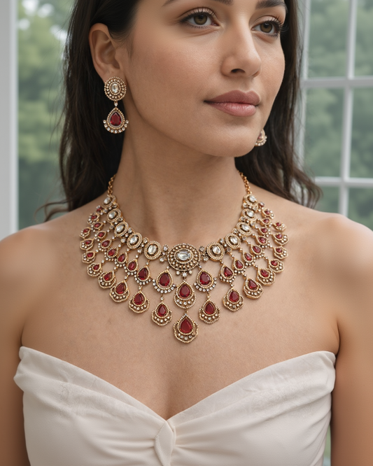 Rubnaa Bridal Diamond Necklace Set-G356300