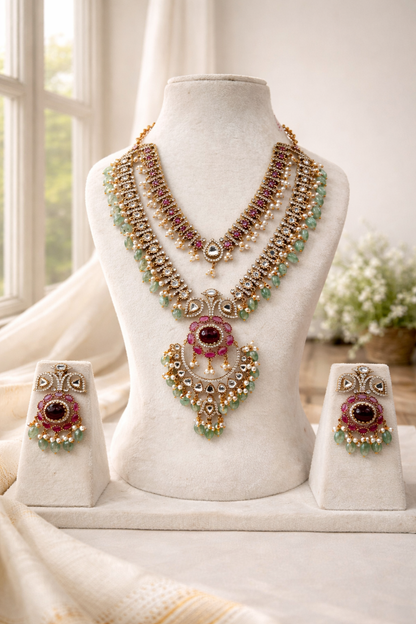 Ruby Kundan Polki Bridal Necklace Set