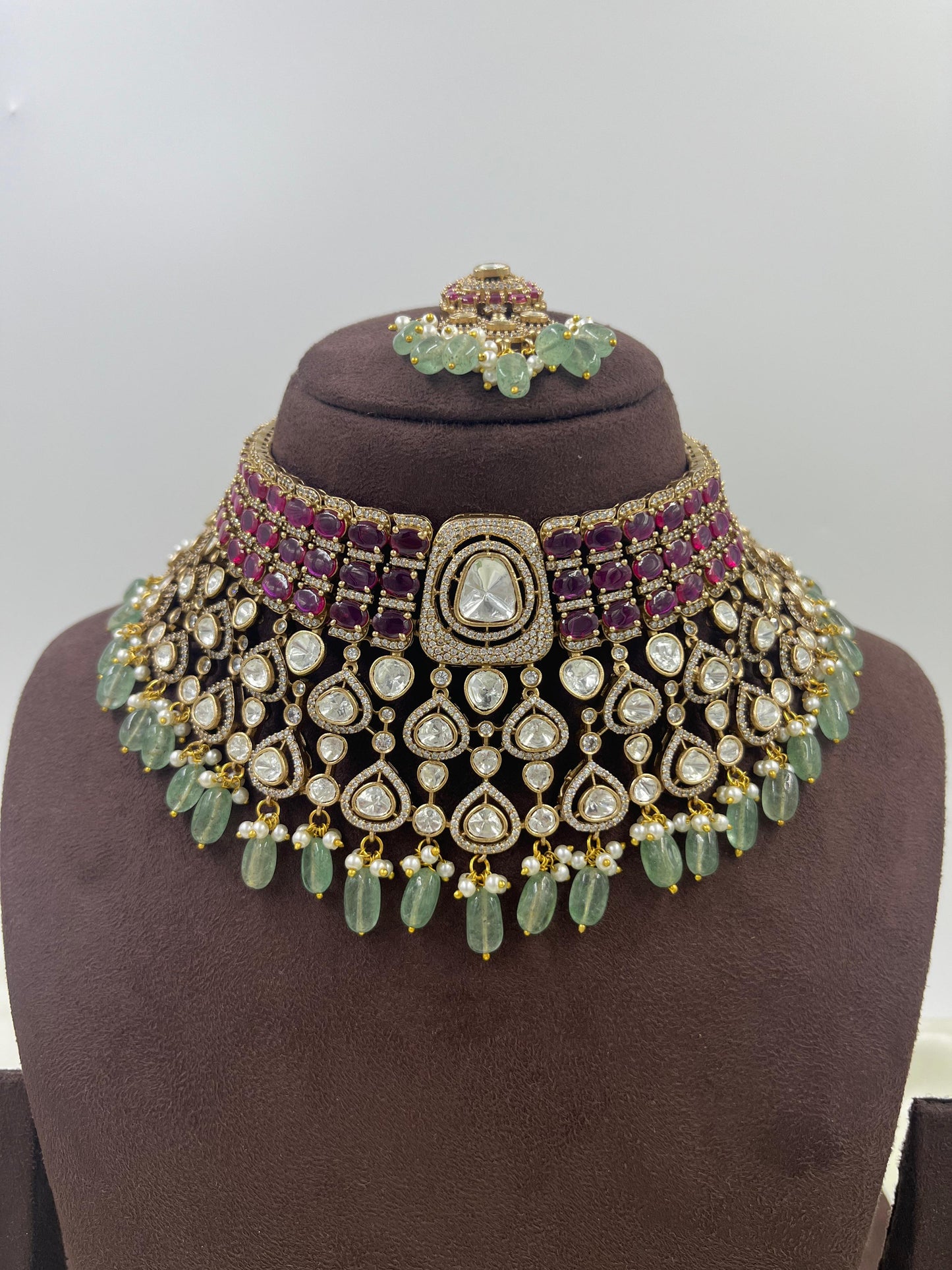 Ruby Reina Moissanite Kundan Necklace