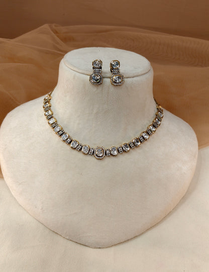 Moissanite Gold-Tone Necklace Set-G423000
