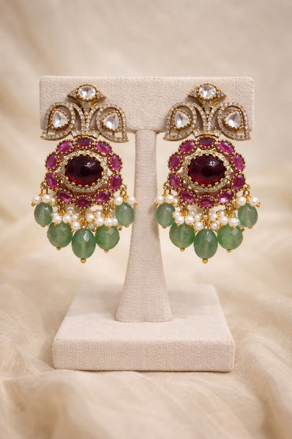Ruby Kundan Polki Bridal Necklace Set