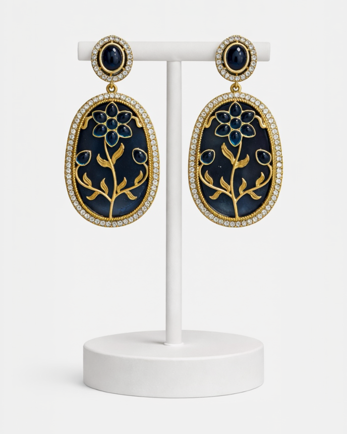 Regal Blue Sabyasachi Dangle Earrings-G351100
