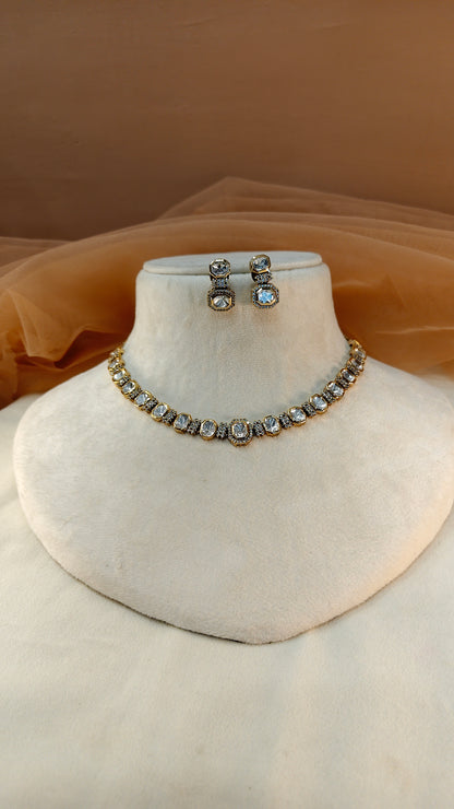 Moissanite Gold-Tone Necklace Set-G423000