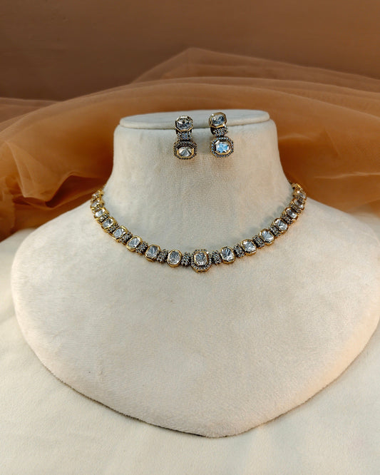 Moissanite Gold-Tone Necklace Set-G423000