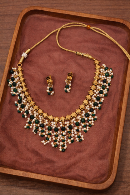 Classic Gold-Finished Polki Necklace Set