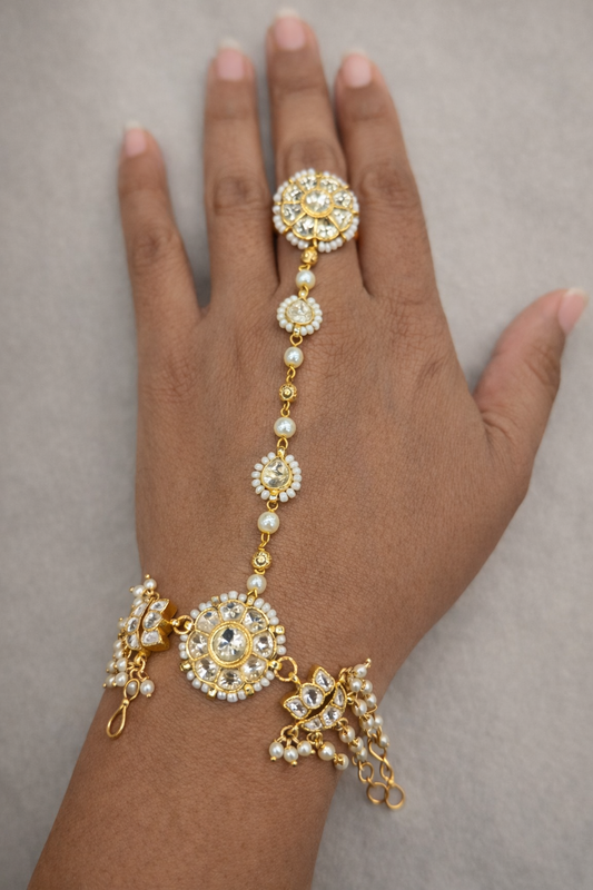 Pearl & Kundan Gold-Tone Hath Pocha-G351500