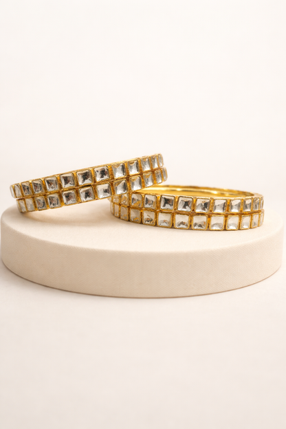 Gold Plated Kundan Bangles (Set of 4)