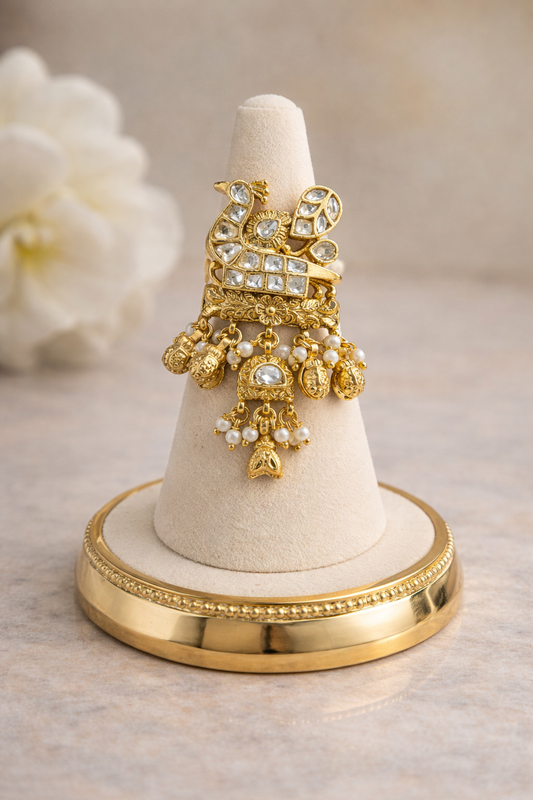 Jadau Peacock Statement Ring