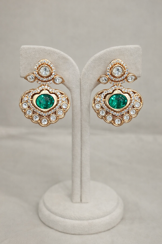 Green Kundan Polki Necklace Set-G353500