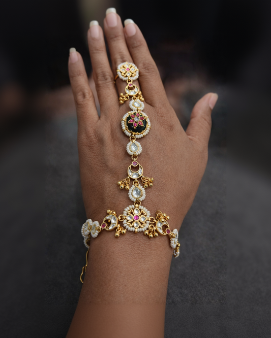 Emerald Green & Kundan Paachi Hathphool-G352100