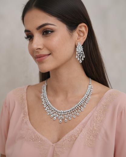 American Zirconia Diamond Necklace Set-G353700