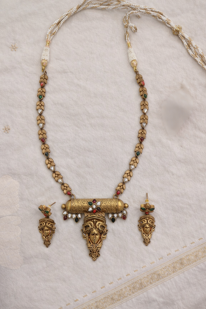 Fusion Victorian-Tone Temple Jewelry Necklace Set-G351800