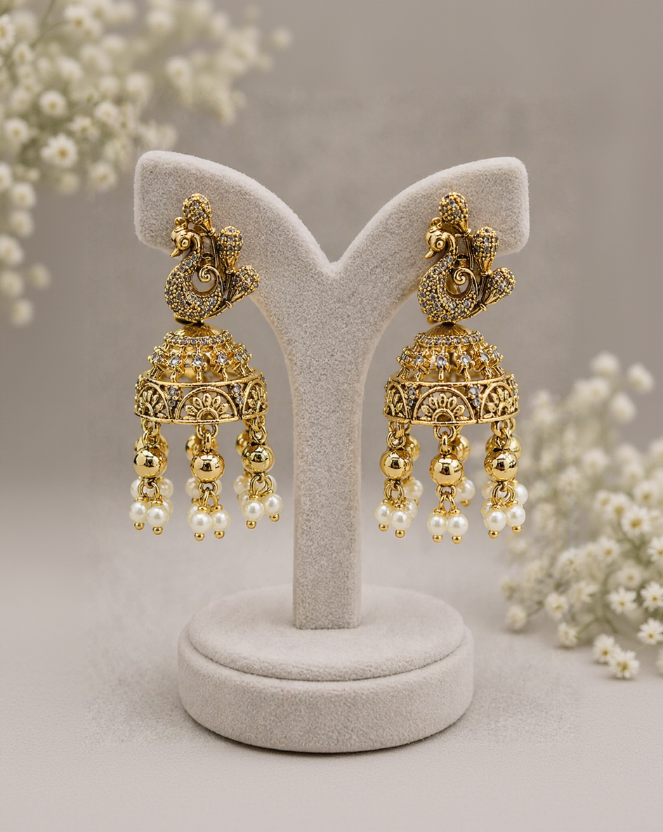 Antique Gold-Finish Peacock Choker Set-G352300