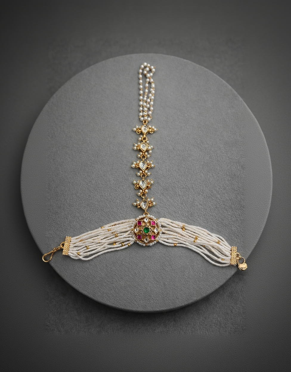 Pearl & Kundan Haath Phool Bracelet Ring Hand Harness-G351800