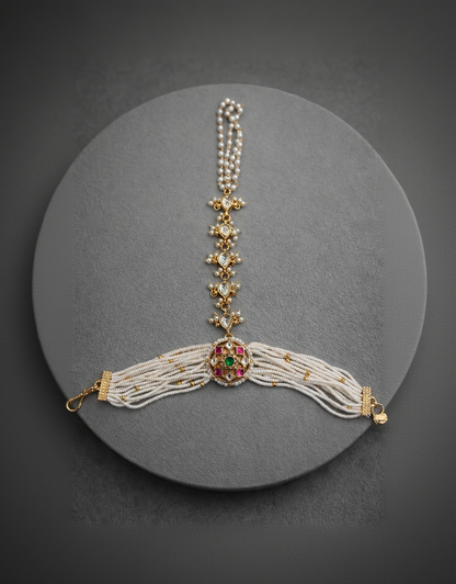 Pearl & Kundan Haath Phool Bracelet Ring Hand Harness-G351800