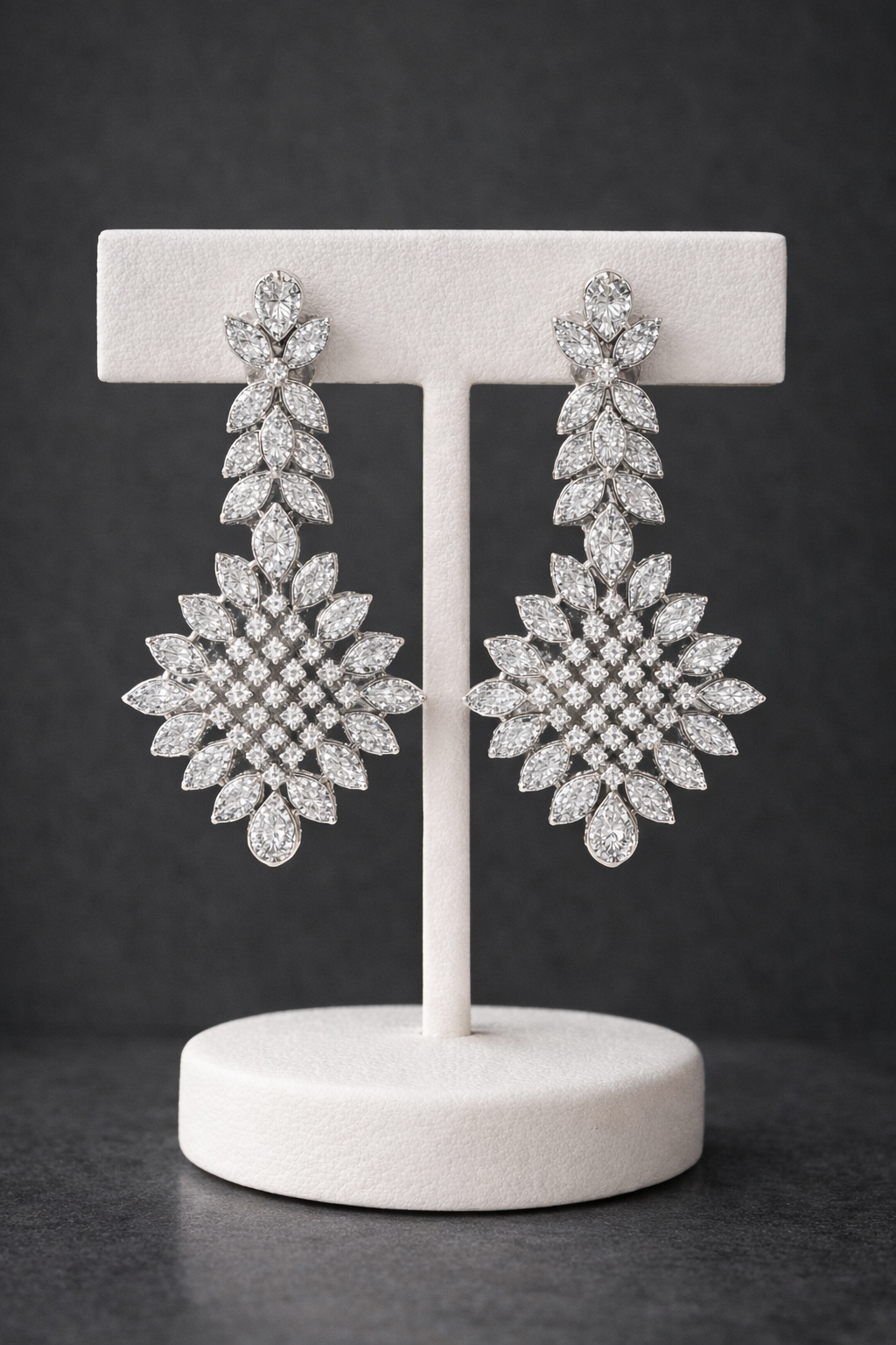 American Diamond & Zircon Silver-Plated Necklace