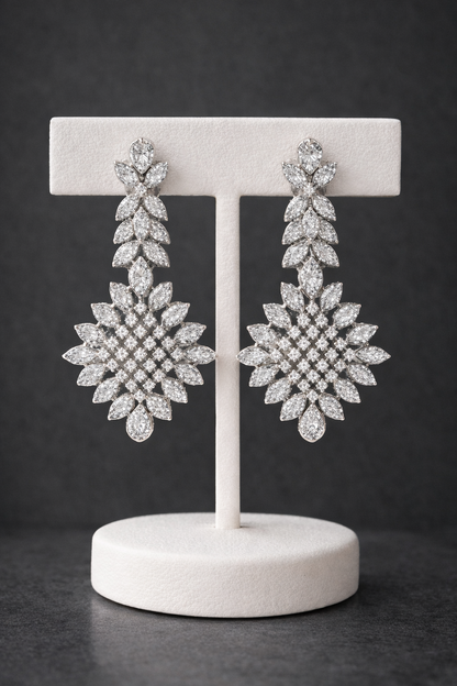 American Diamond & Zircon Silver-Plated Necklace