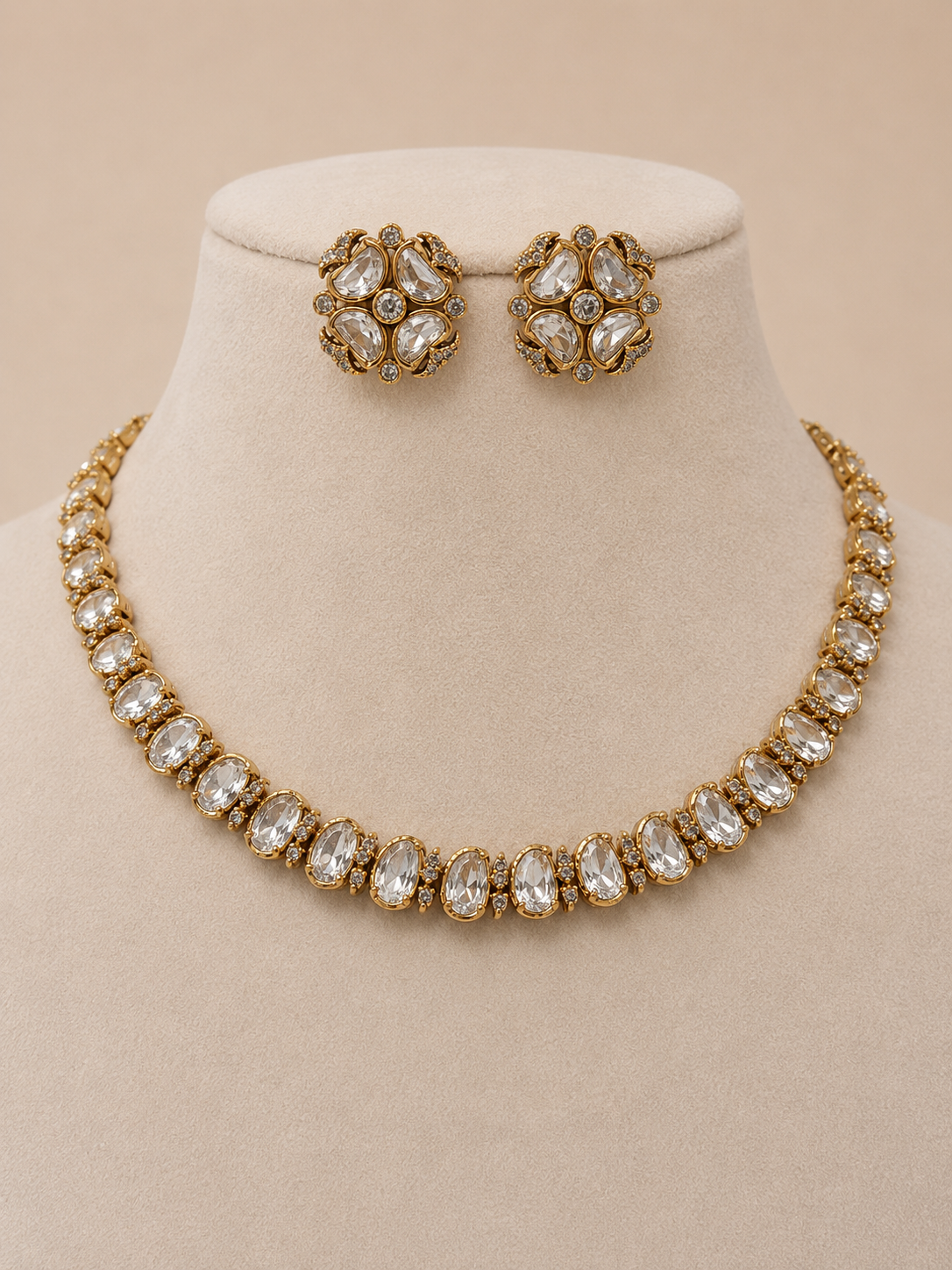 Moissanite Gold-Tone Necklace Set-G672400