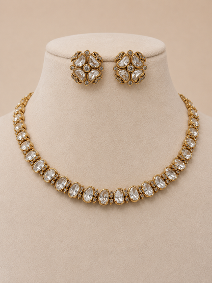 Moissanite Gold-Tone Necklace Set-G672400