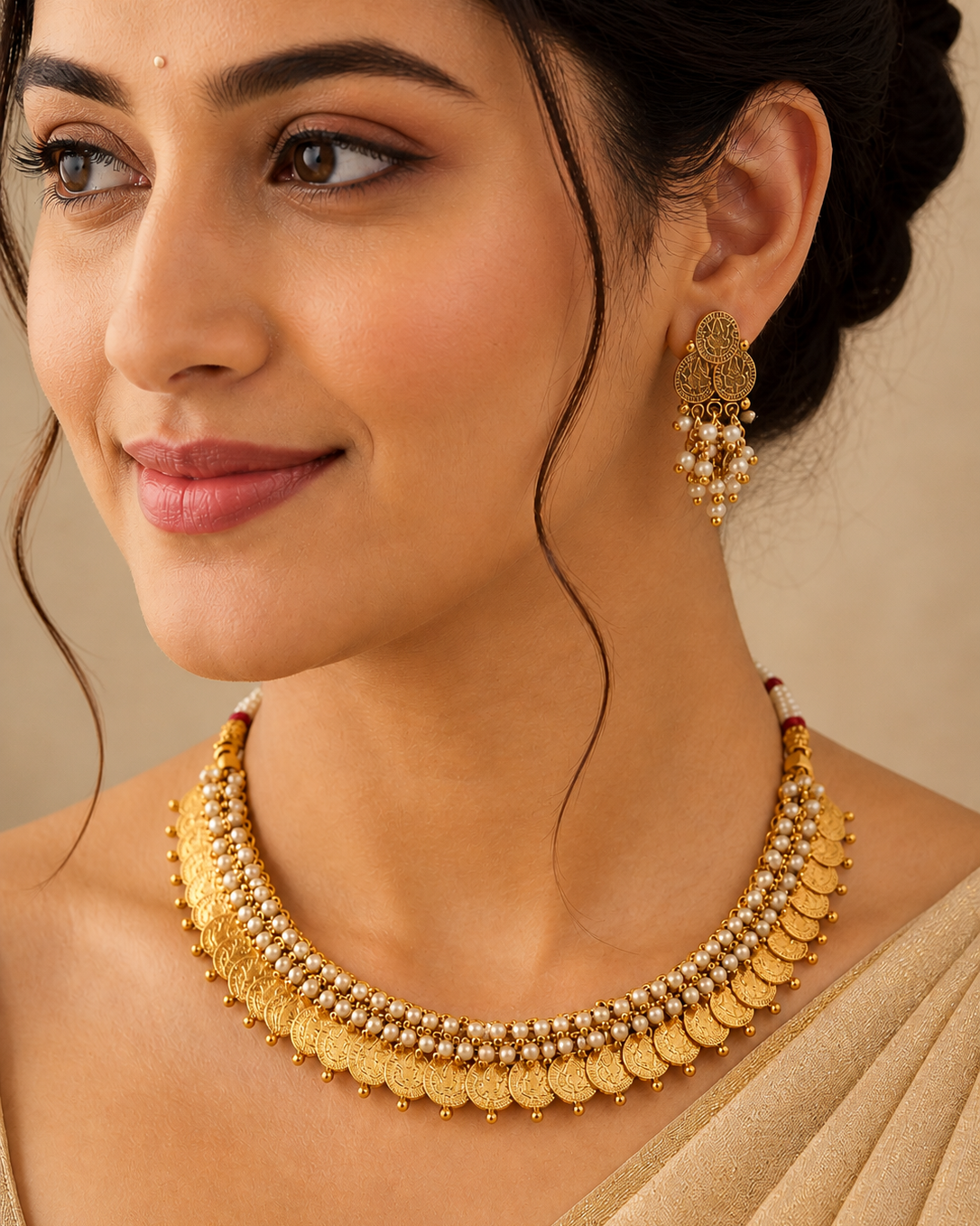 Lakshmi Coin Choker Necklace Set-G751300