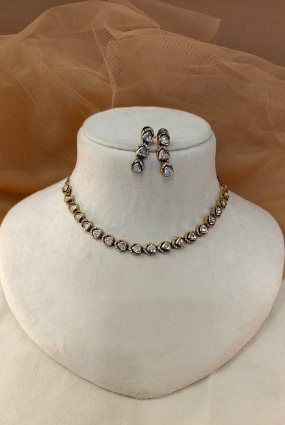 Moissanite Gold-Tone Necklace Set-G422800