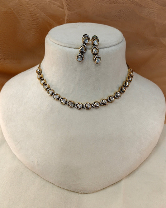 Moissanite Gold-Tone Necklace Set-G422800