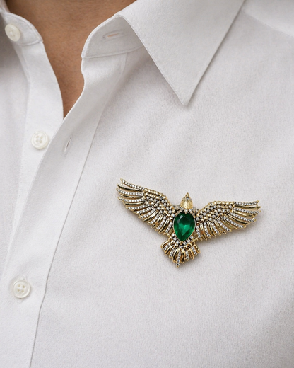 Eagle Emerald & Diamond Couture Brooch-G75800