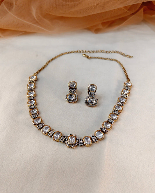 Moissanite Gold-Tone Necklace Set-G423000
