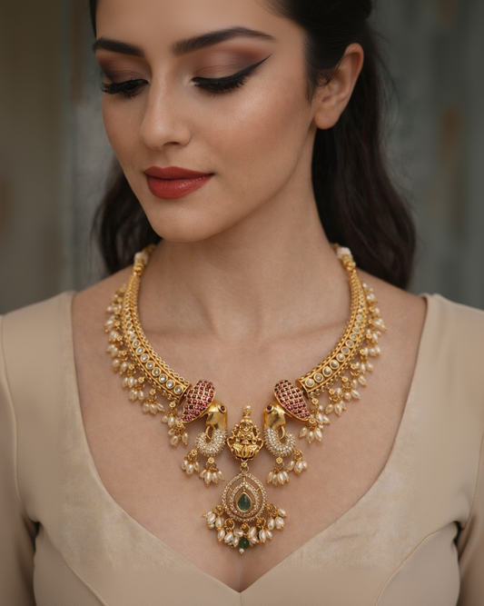 Lakshmi Temple Necklace Set-G753500