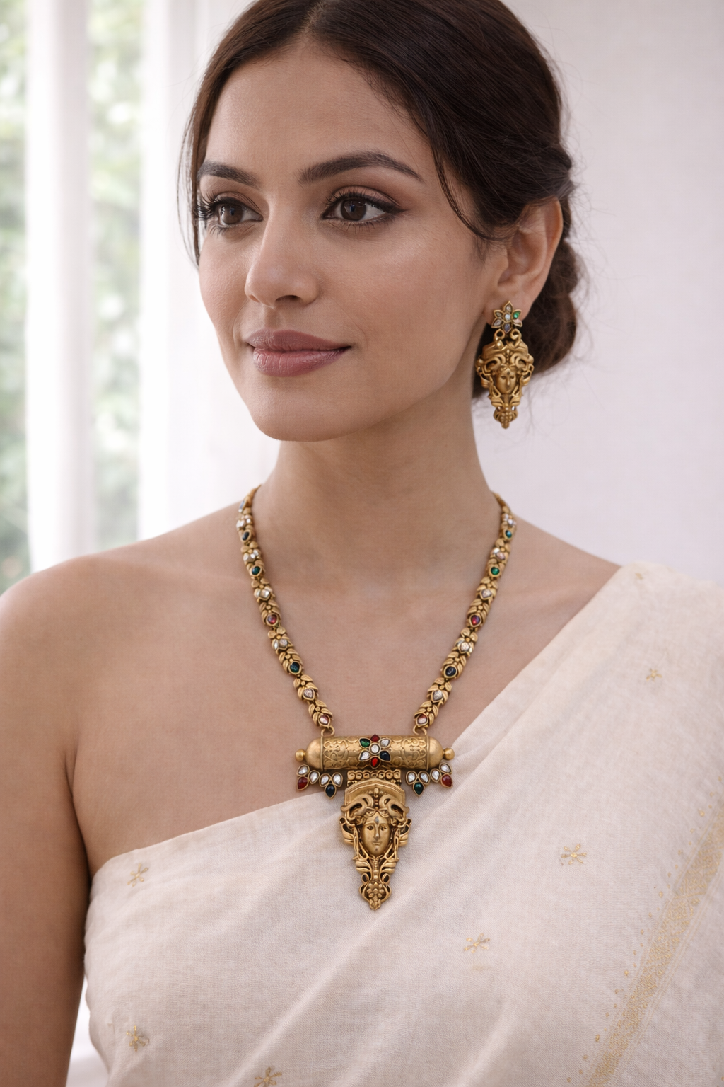 Fusion Victorian-Tone Temple Jewelry Necklace Set-G351800