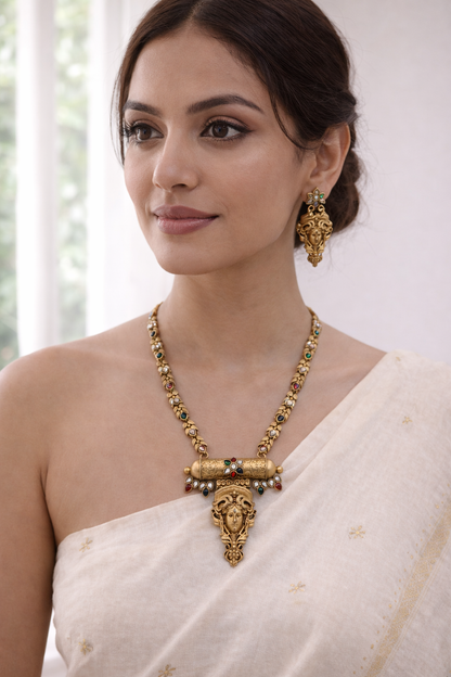 Fusion Victorian-Tone Temple Jewelry Necklace Set-G351800