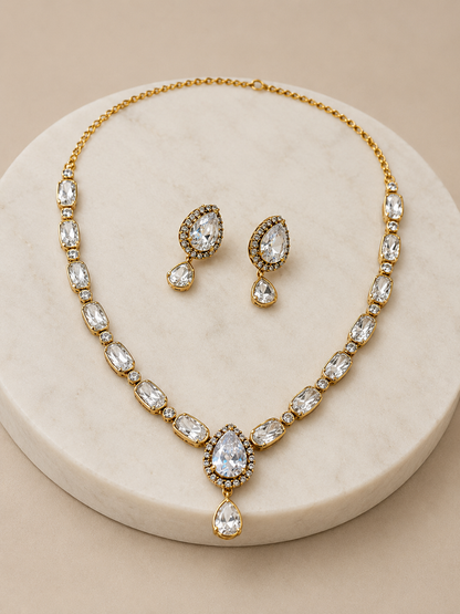 Moissanite Gold-Tone Necklace Set-G652800