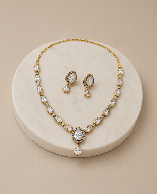 Moissanite Gold-Tone Necklace Set-G652800