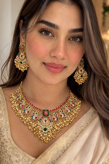 Heritage Kundan & Pearl Drop Necklace Set