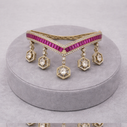 Opulent Ruby & Diamond Octagon Dangle Bracelet-G352100